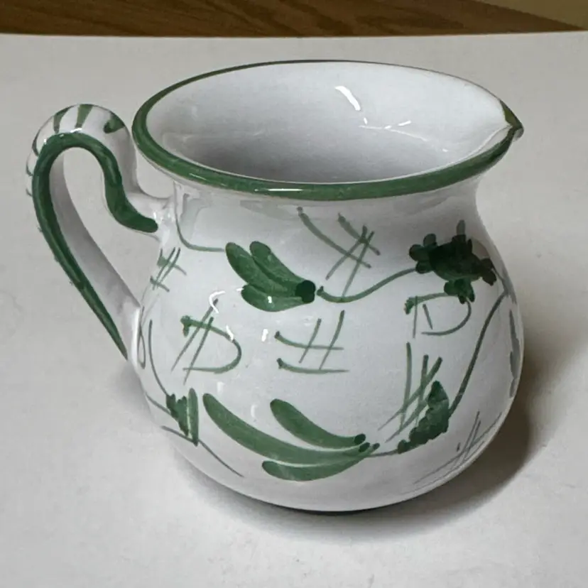 Italy Pottery Hand Painted Creamer No Chips 2.75” tall