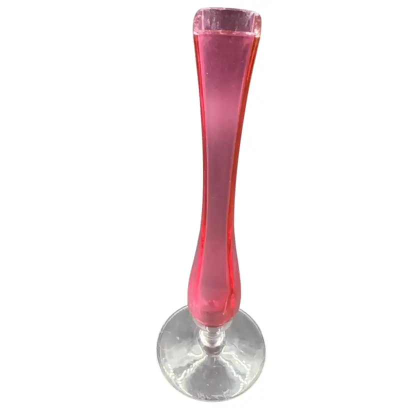 Vintage Val Saint Lambert Pink Crystal  Soliflore Vase Made In Belgium has A Signature On Bottom Of The Item