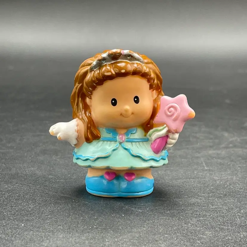 Fisher Price Little People Fairy Princess Blue Dress Pink Star Wand Figure Toy