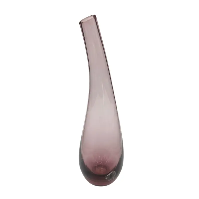 IKEA Salong Hand-Blown Glass Vase, IKA3, Curved Neck, Plum/Amethyst, 9.75" Tall