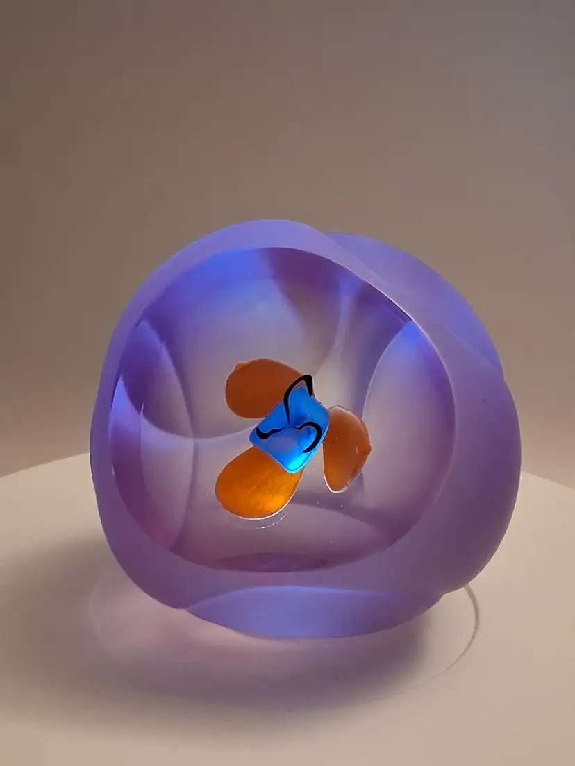 VERY RARE, CAITHNESS GLASS 'SQUARE LILY'  MAGNUM NEODYMIUM PAPERWEIGHT c.2002 (BIN)