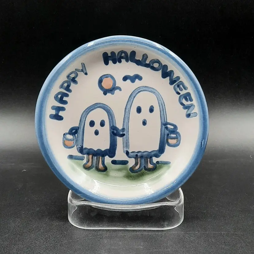 MA Hadley Happy Halloween Ghosts Trick or Treating Coaster Trinket Dish