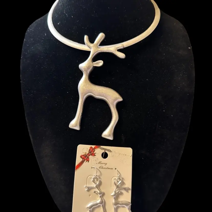 Reindeer Necklace And Earrings