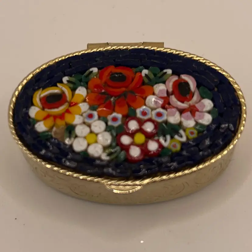 **Pick Of The Week** Micro, Mosaic Trinket Box Blue Red And Gold