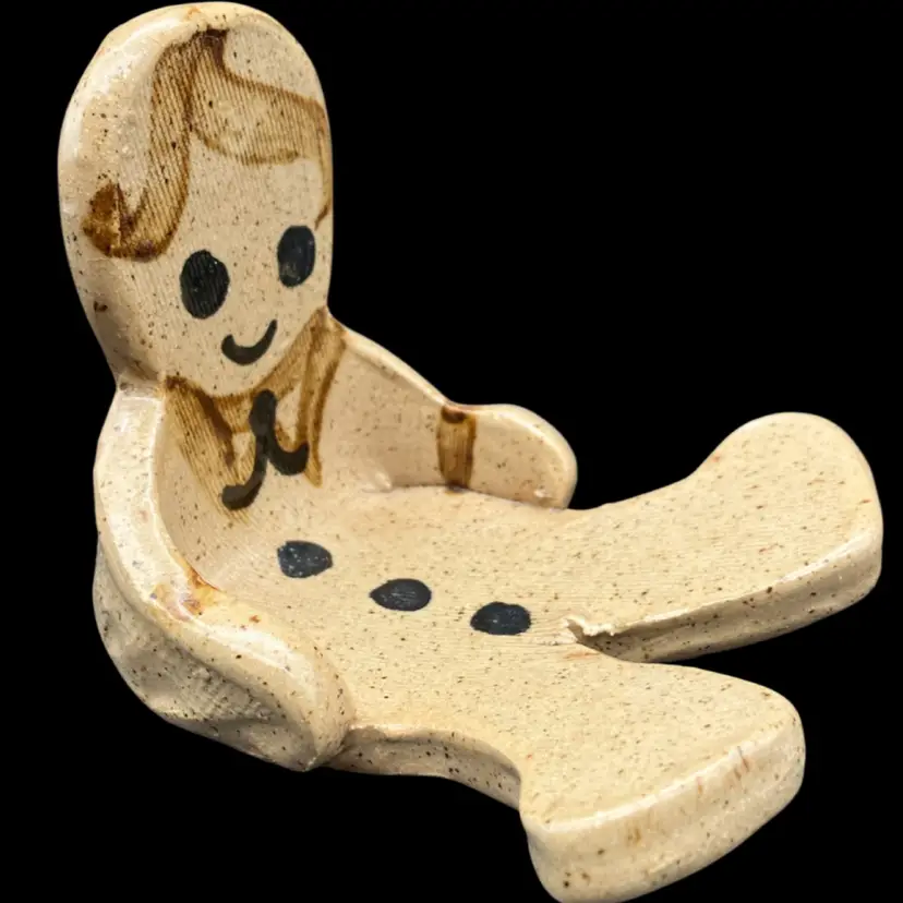 23 - Studio Pottery Gingerbread Man Spoon Rest Or Votive / Tea Light Holder