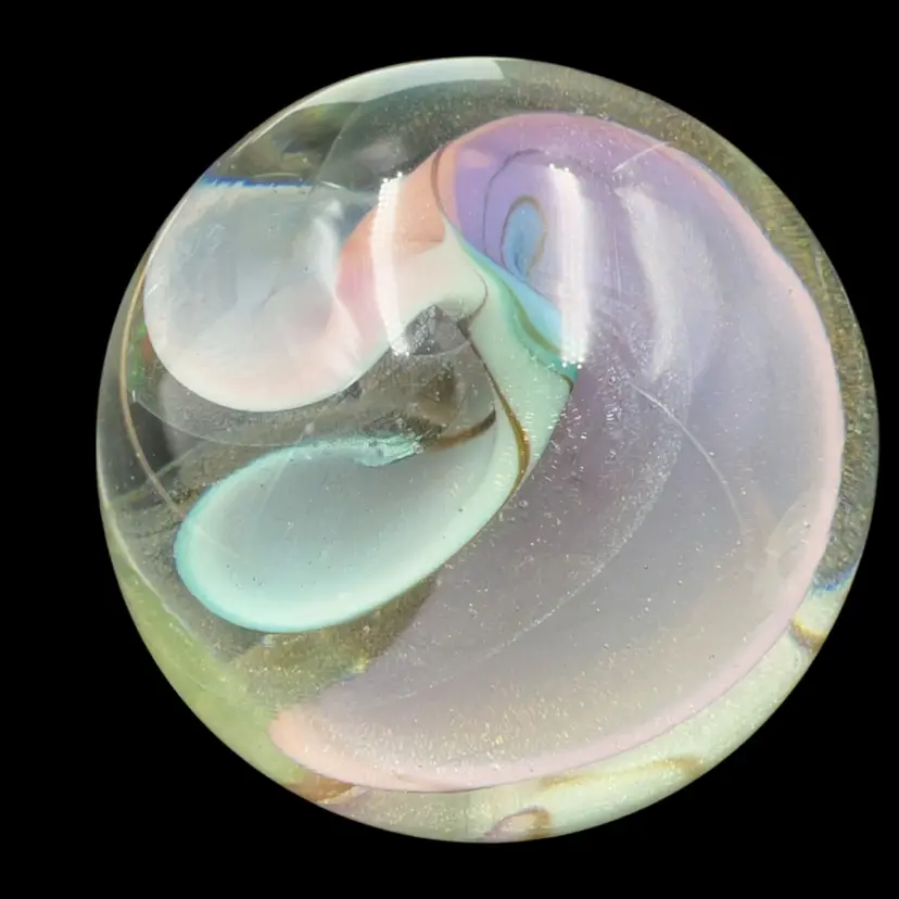 Freund ‘95 Signed Dichroic Swirl Paperweight 2.75”