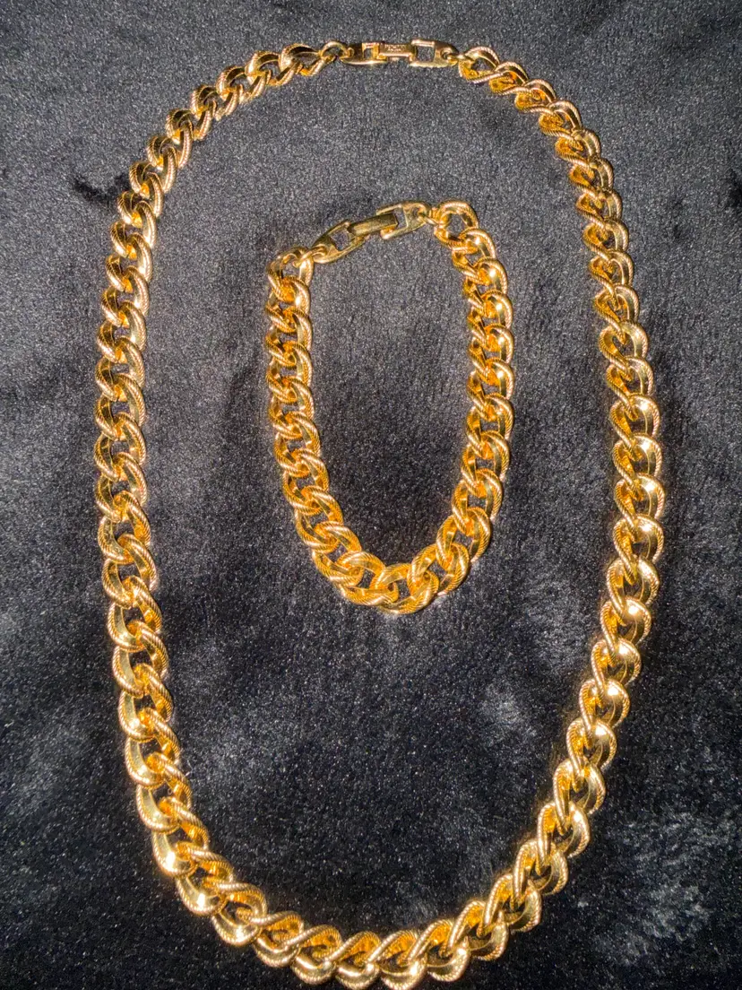 Vintage Napier Gold-Tone Chain Necklace and Bracelet Set