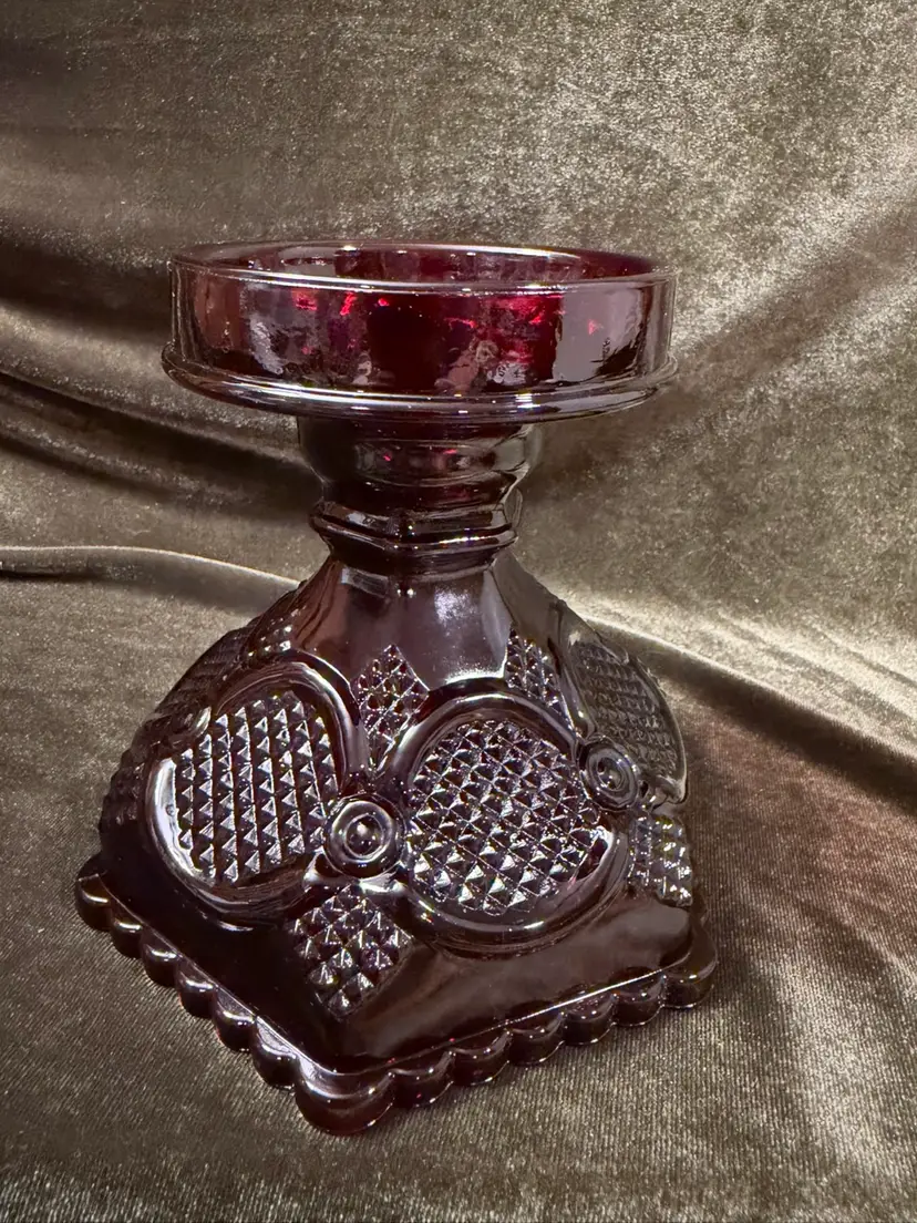 Vintage Avon 1876 Ruby Red Cape Cod Collection Candle Holder