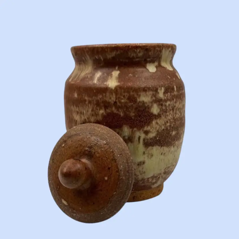 #448- Vintage Pottery Canister Jar   
Signed By Artist Becker 2004