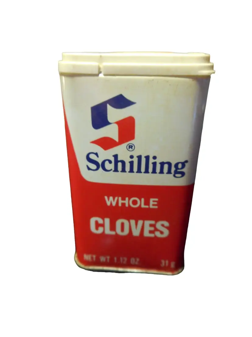 Vintage Schilling Whole Cloves Seasoning Spice Container Estate Find