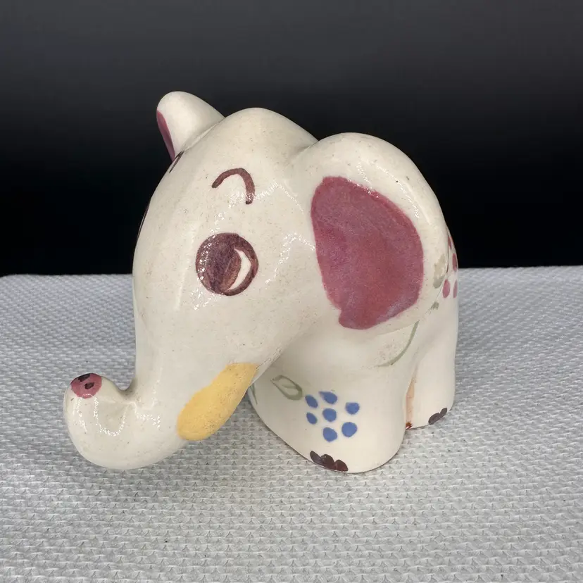 Vintage California Pottery Hand Painted Elephant Planter