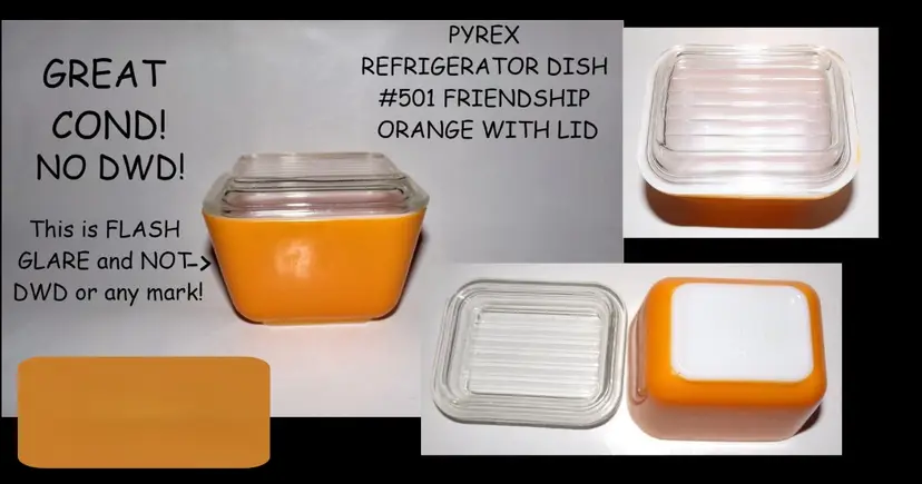 Vintage Pyrex Friendship Orange 501 Small Refrigerator Dish Mid Century Kitchen