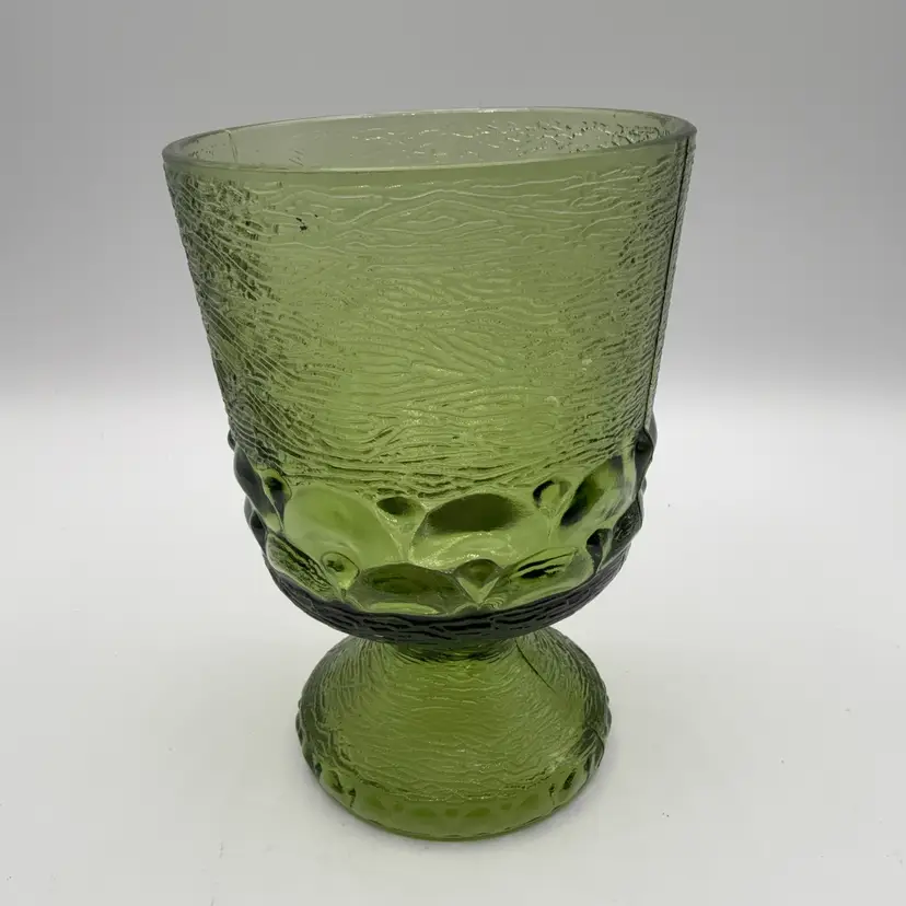 Avocado Green Glass Brockway PA Glass Co. Monterey Planter Or Vase