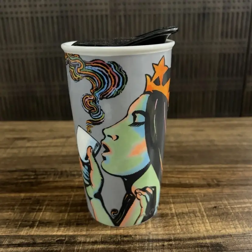 Starbucks 25th Anniversary Siren Ceramic Travel Tumbler 12 oz 2016 Rare