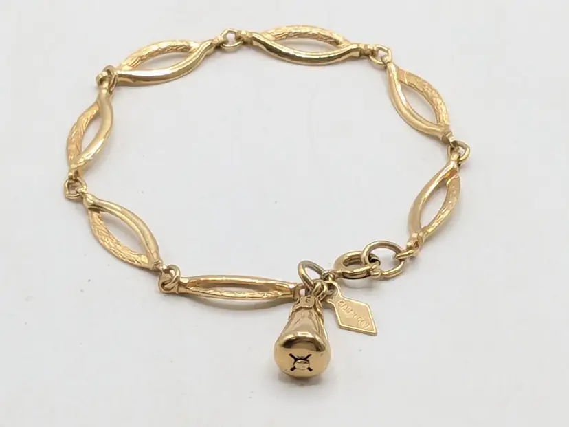 Vintage Sarah Coventry Gold Tone Link Bracelet with Bell Charm