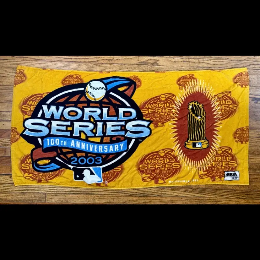 Vintage Yellow World Series 100th Anniversary Beach Towel 2003 Baseball MBNA