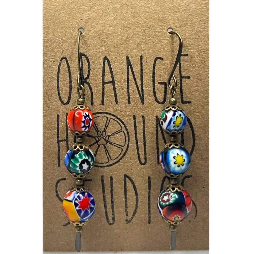 #2 Vintage Venetian Glass Bead Earrings - Handmade by Me
