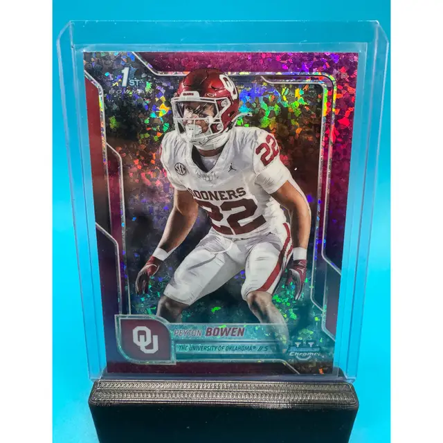 Peyton Bowen 1st Bowman Chrome U Fuchsia Mini Diamonds Refractor /225 Oklahoma Sooners