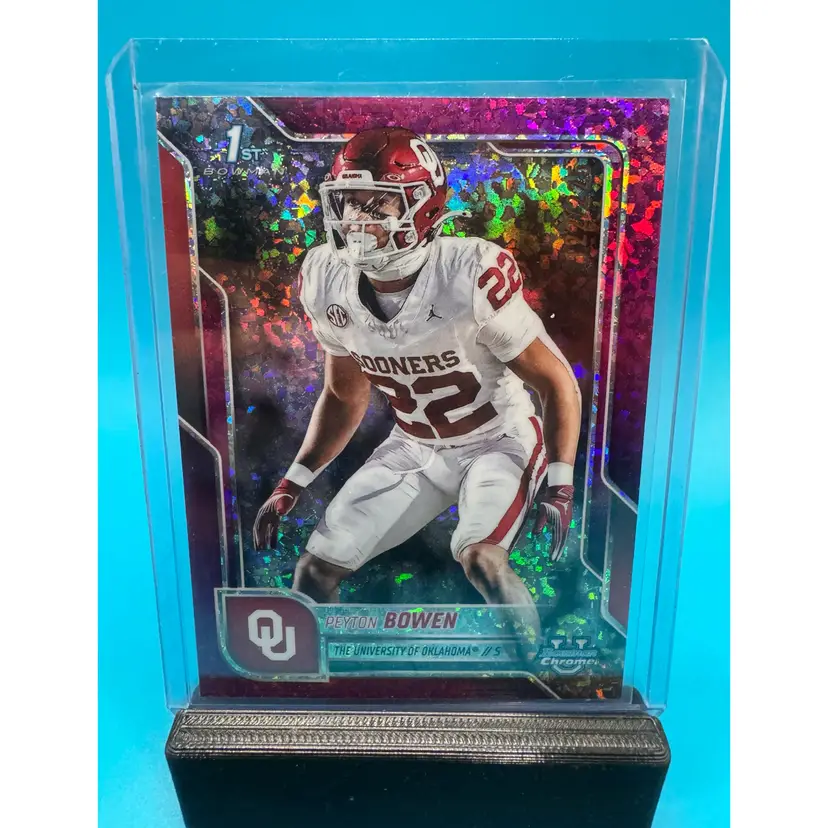 Peyton Bowen 1st Bowman Chrome U Fuchsia Mini Diamonds Refractor /225 Oklahoma Sooners