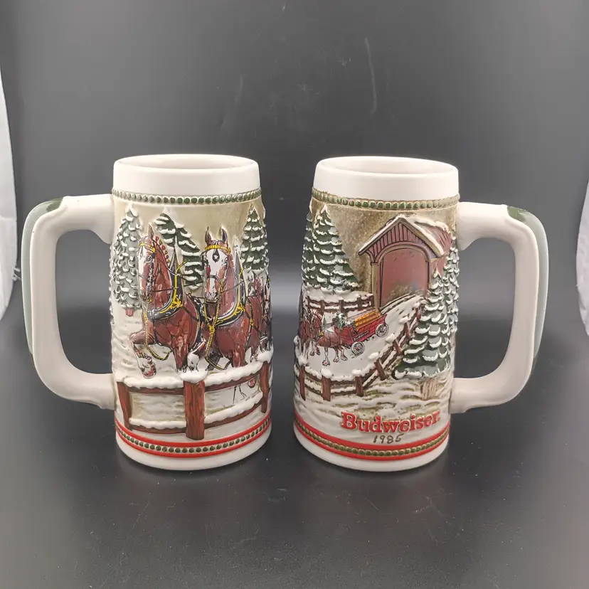 Pair of limited edition Budweiser steins
