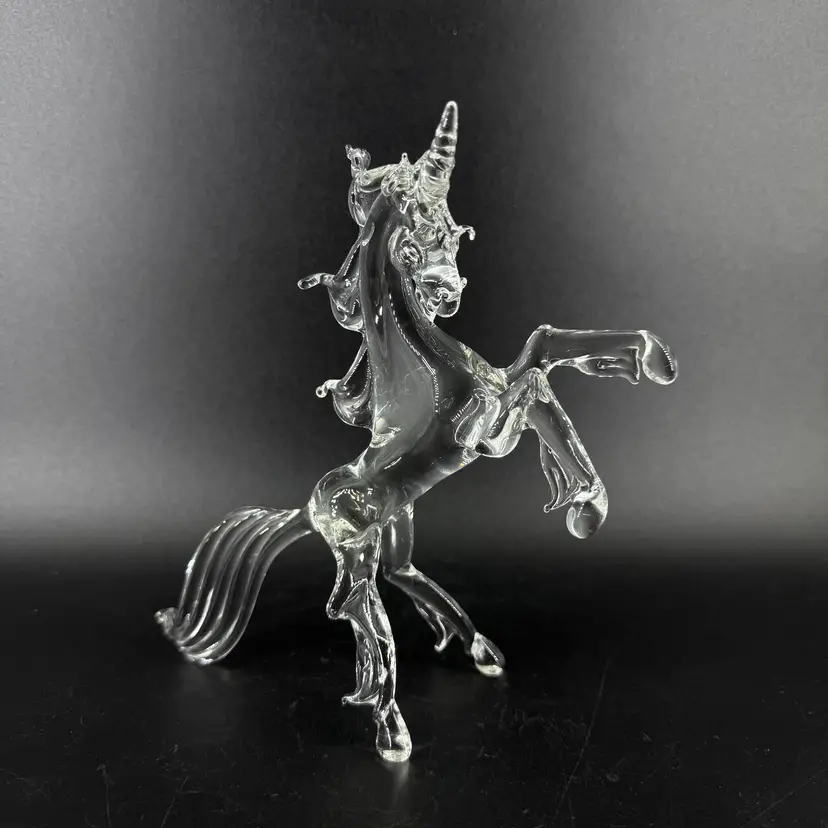 Clear Art Glass Unicorn Figurine
