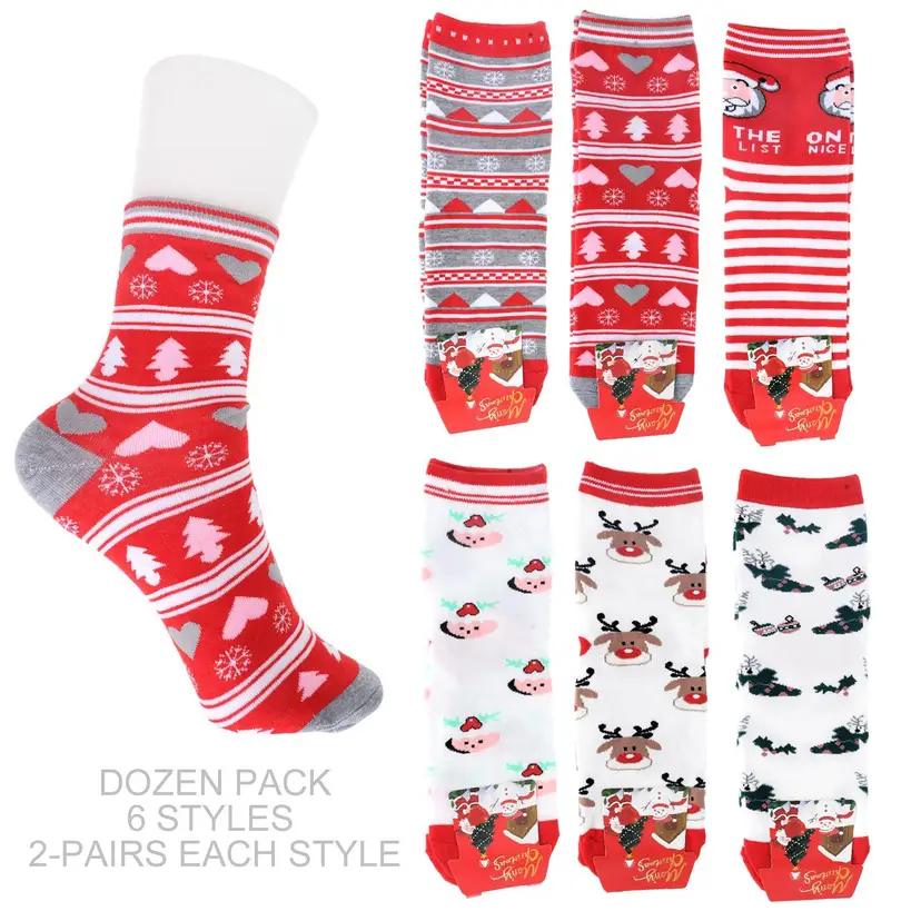 CHRISTMAS SOCKS  PACKAGE OF 12 NIP