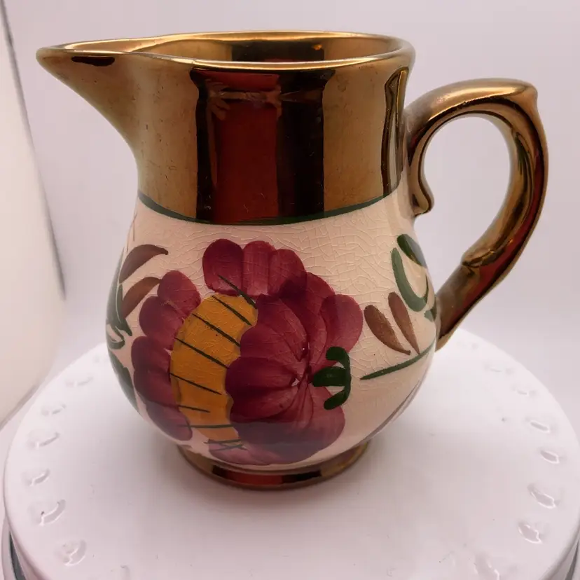 POW1 VTG Wade Harvest Ware Creamer Jug Pitcher 3" England Copper Floral