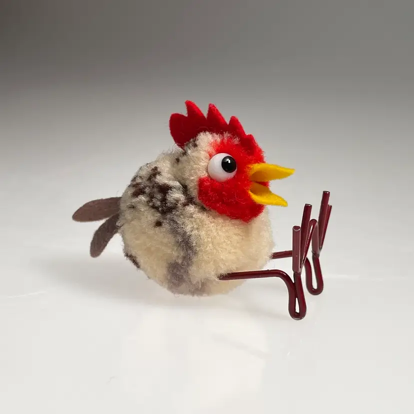 Steiff Woolen Hen #1508 Chicken Bird Pom Pom Metal Legs NO IDs 1949-58 Vintage