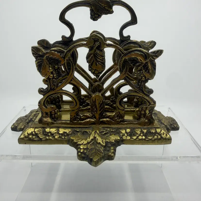 Vintage Brass Letter/Napkin Grapevine Leaf Design made in ENGLAND