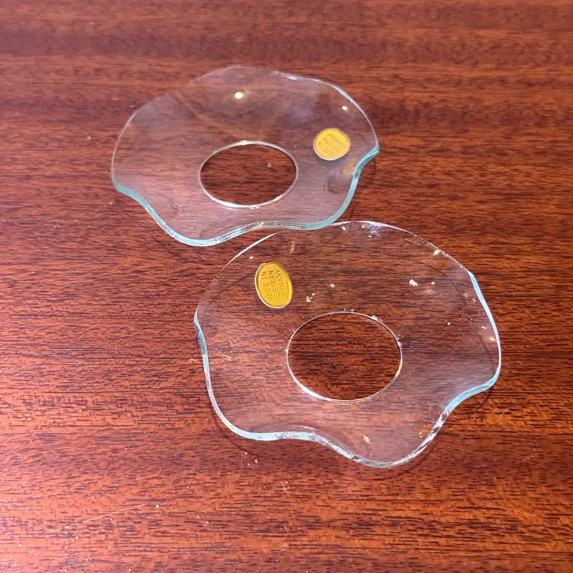 West German Glass Candle Bobeches – Set of 2