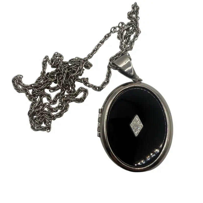 Vintage Black Locket - 30 Inches