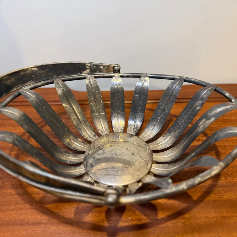 Silverplate Openwork Basket with Swing Handle