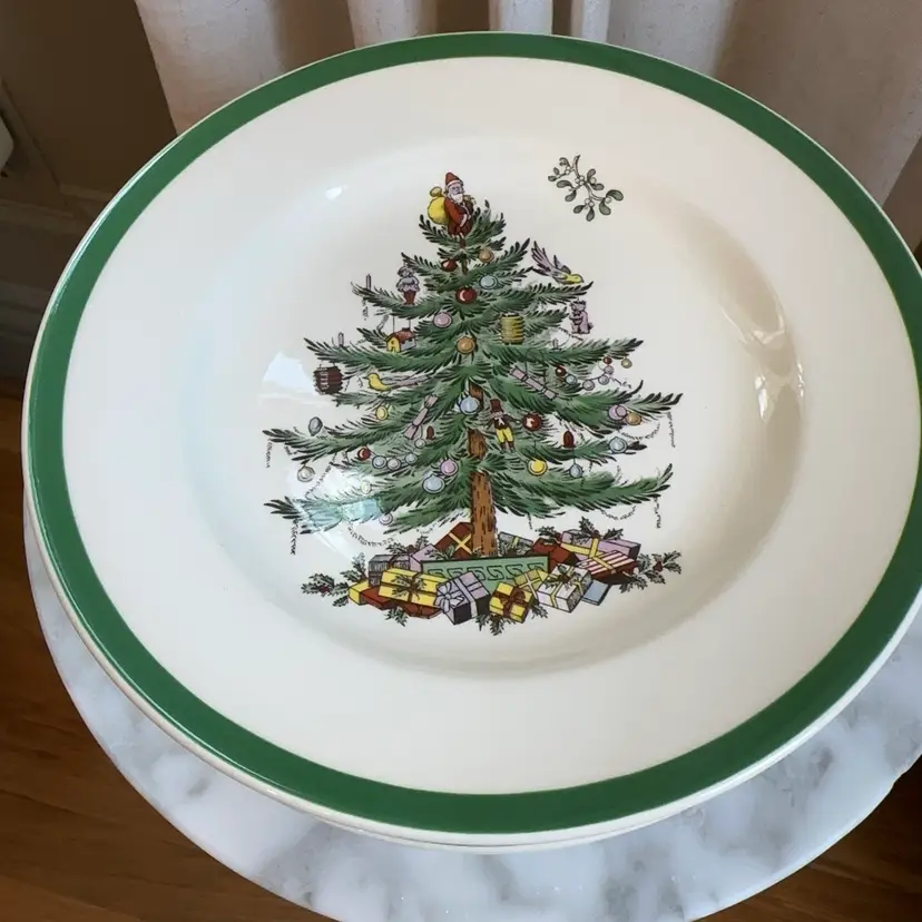🔔 Set Of Seven 8” Vintage Spode England Salad Christmas Tree Plates