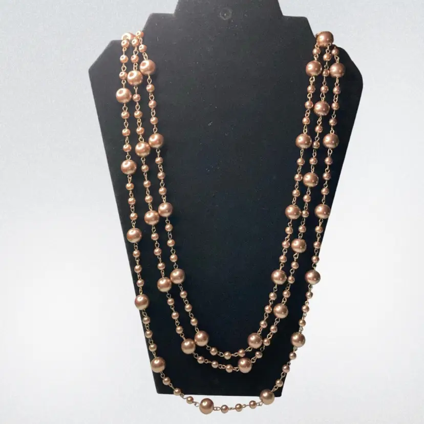 24” - 27” Triple Strand Faux Chocolate Pearl Necklace!