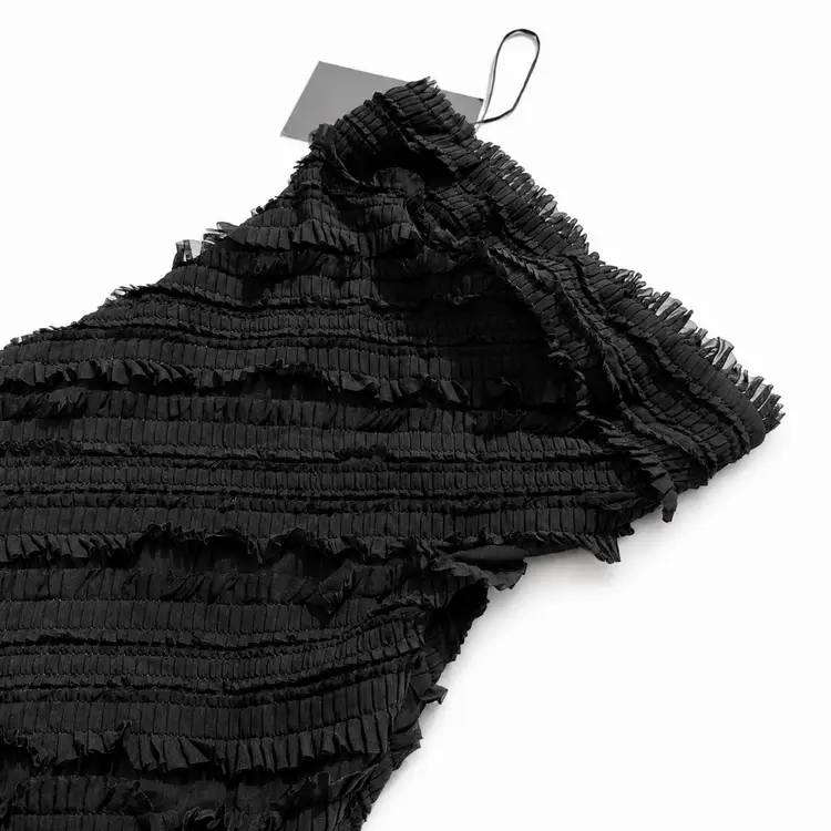 Endless Rose Women’s Strapless Textured Ruffle Maxi Dress Black Size XS NWT $150