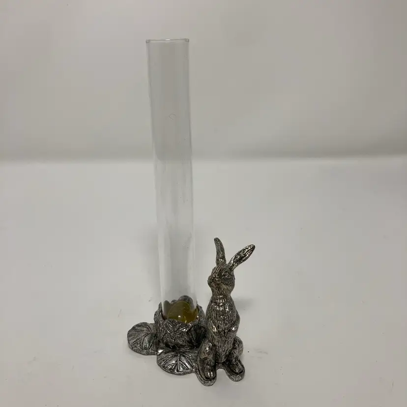 Vintage Metzke Pewter Rabbit Bud Vase! 5 1/4” Tall!
