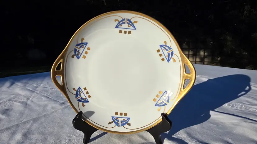Antique HC Royal Bavaria Art Deco Handled Serving Plate Perfect Condition