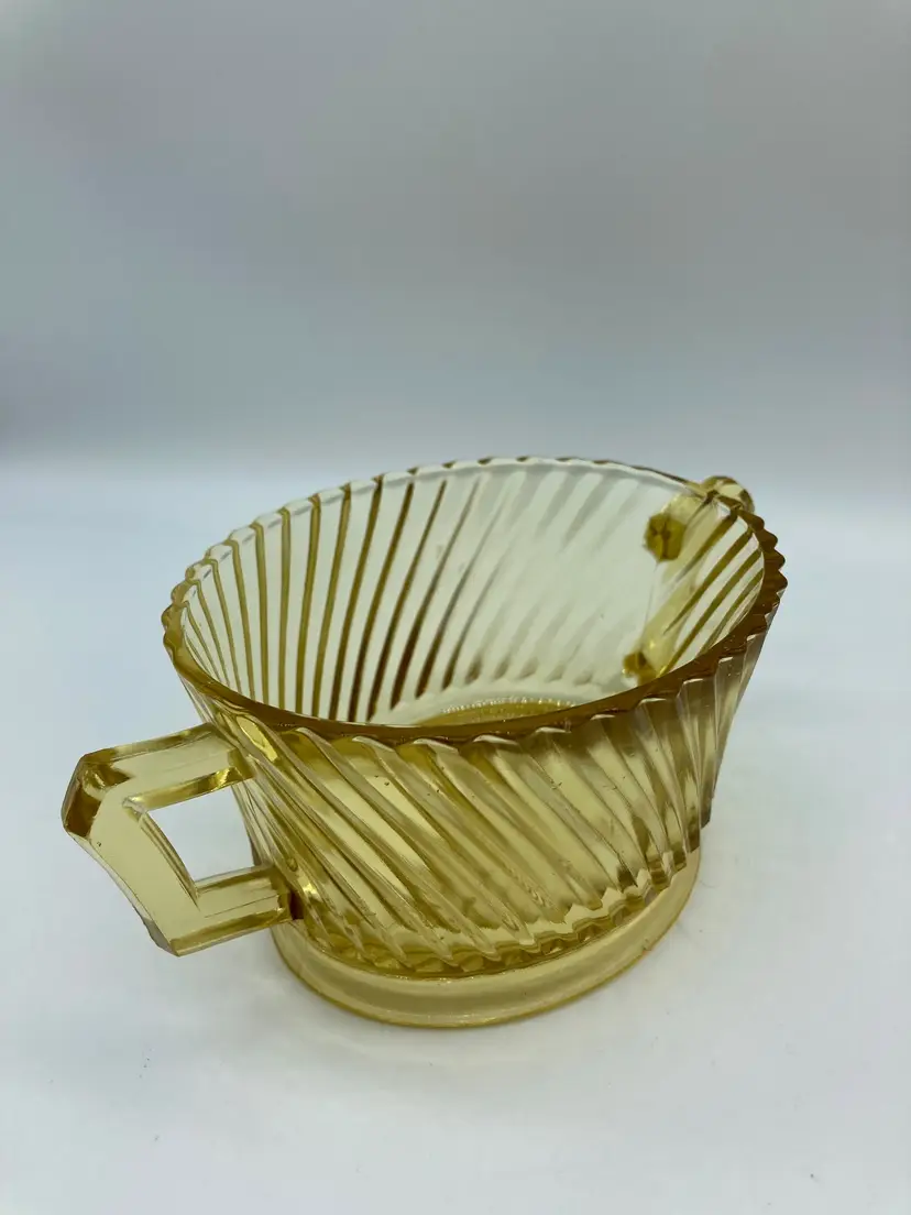 Vintage Federal Depression Glass Diana Amber Sugar Bowl