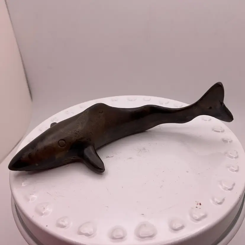 VTG Solid Metal Shark Figurine 4" MCM Nautical Paperweight