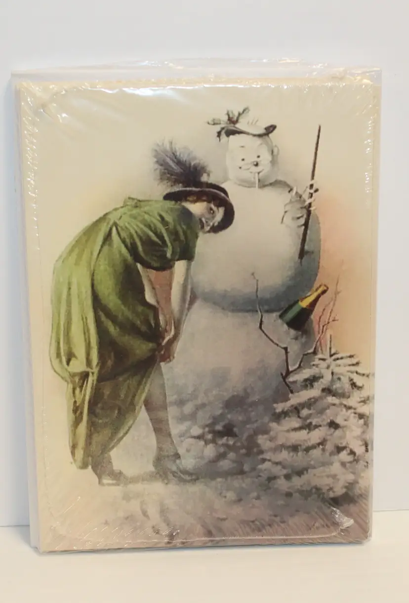 Sealed package of 10 Victorian Trading Company 'Naughty Snowman' Holiday Cards and Envelopes - Unused