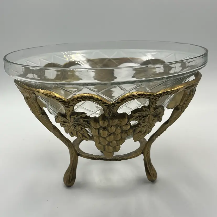 Footed Centerpiece With Casted Brass Stand