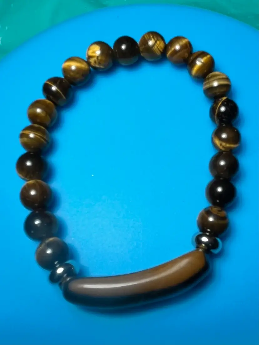 #606 Handcrafted Natural Stone Bracelet - Tiger Eye