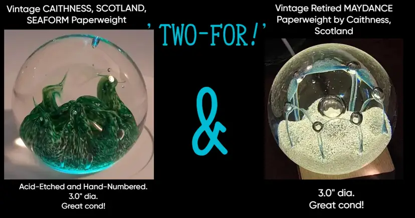 2 Caithness Paperweights "TWO-FOR"