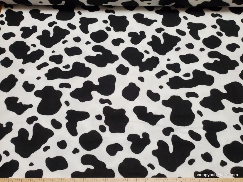 Cow Print Black White Flannel Fabric Remnant - 100% Cotton - Choose Size - Soft Craft & Quilting Fabric
