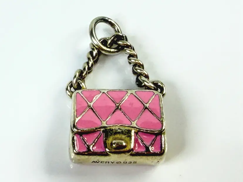 James Avery Pink Enamel Fashion Purse Sterling Silver Handbag Charm JR2124