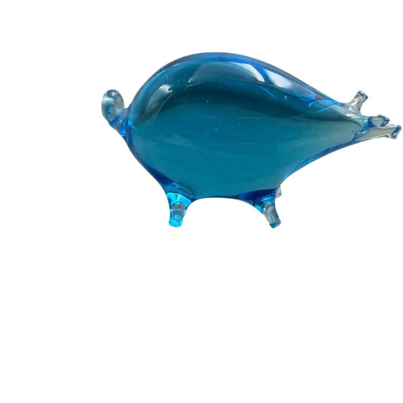 Tiny Blue Glass Pig