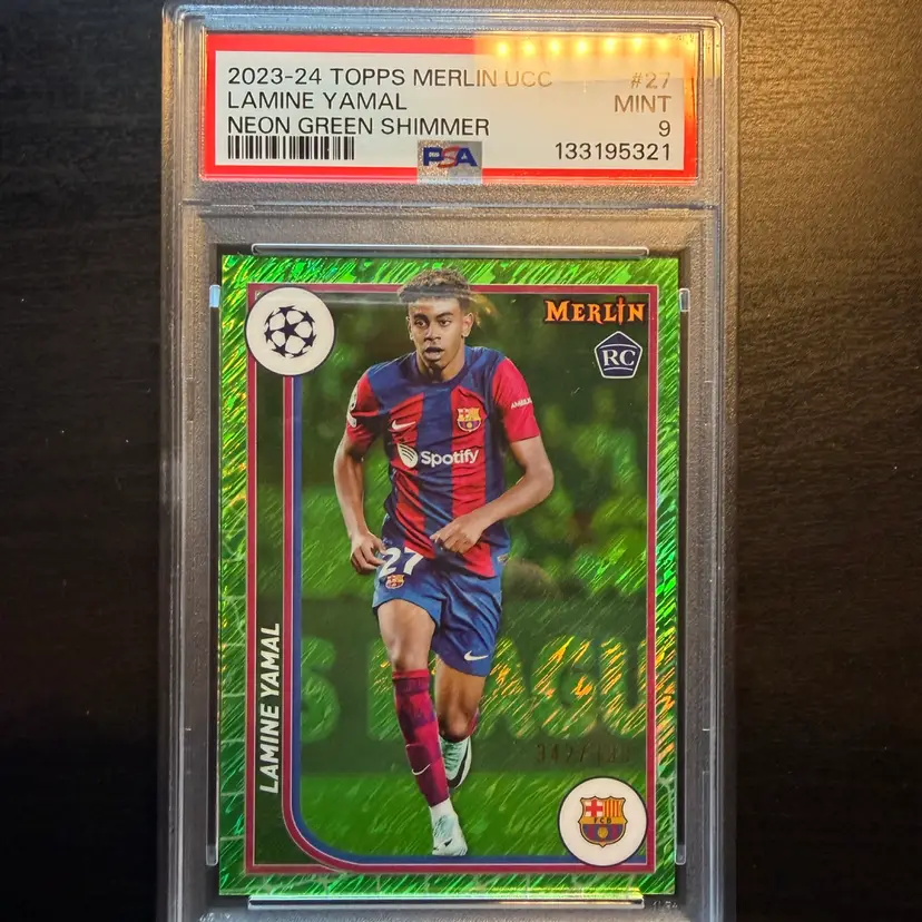 Lamine Yamal 2023-24 Topps Merlin UCC Rookie Neon Green Shimmer /399