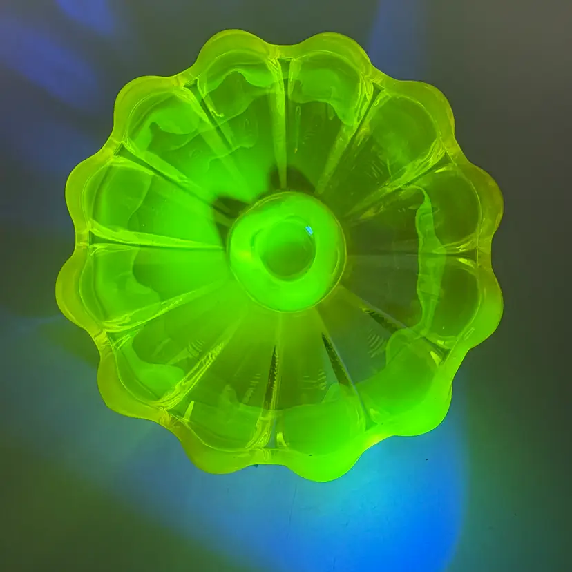 Vintage Fostoria Vaseline Opalescence Glass Heirloom Lily Pad Candle Holder Insert