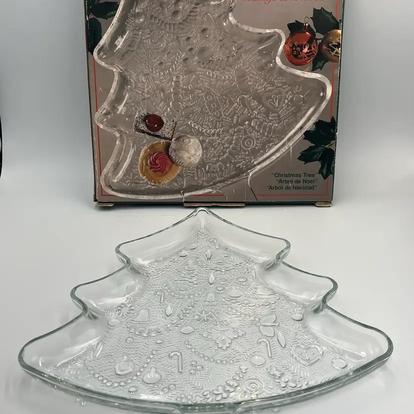 Indiana Glass Christmas Tree Serving Tray