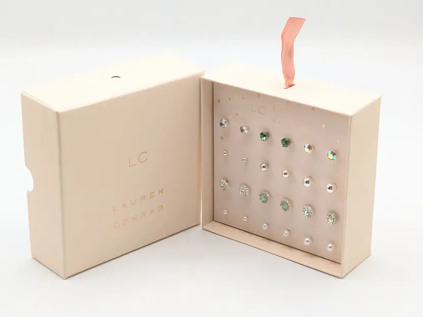 Lauren Conrad Silver Tone Flower Faux Pearl Stud Earring Set NIB